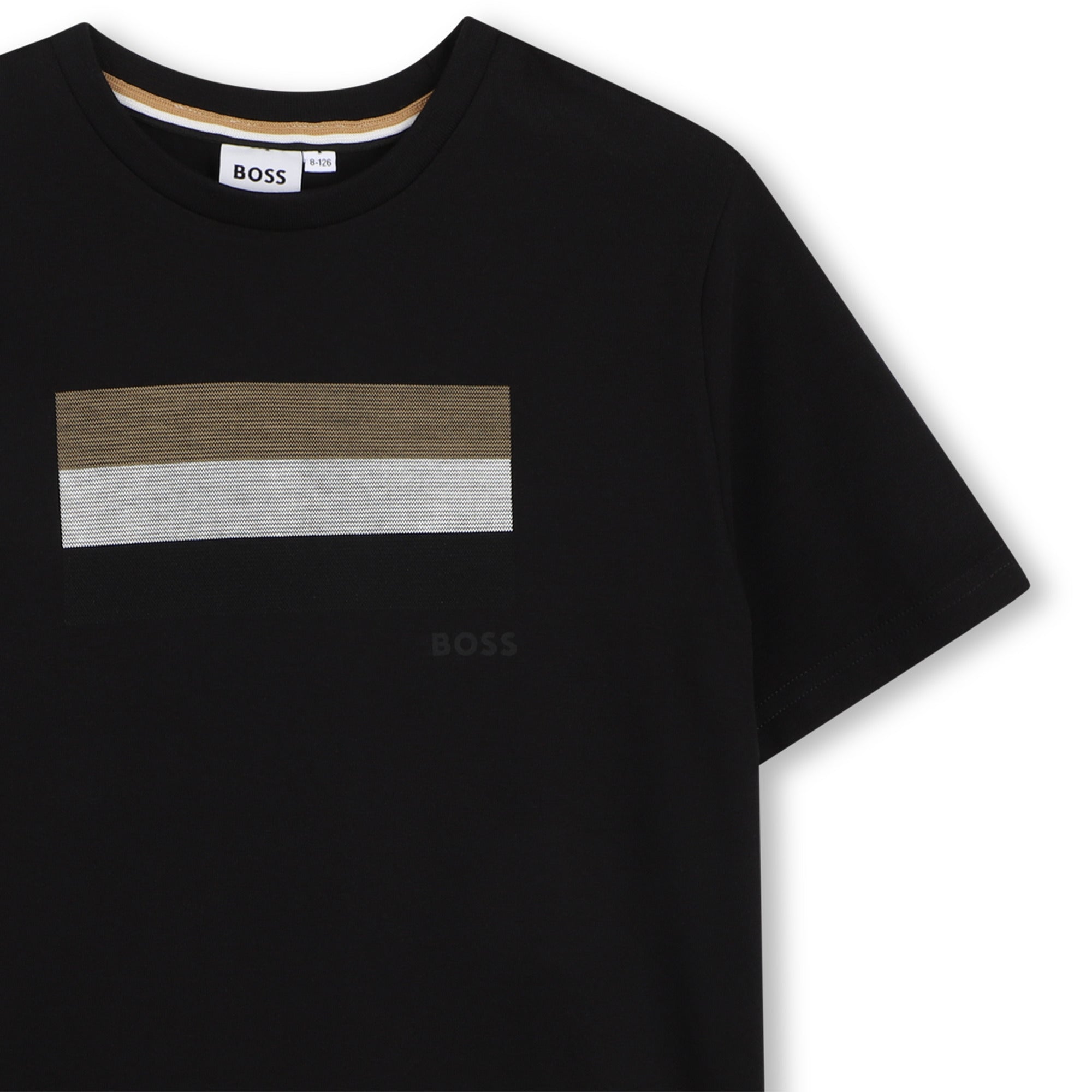 Cotton Short Sleeve T Shirt with Chest Stripe Detail Hugo Boss
