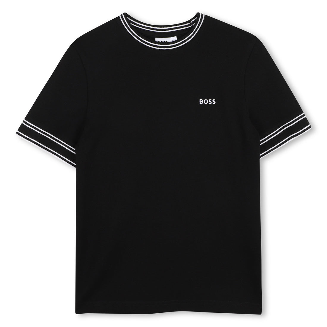 Cotton Piqué T Shirt With Contrast Trim, Black Hugo Boss