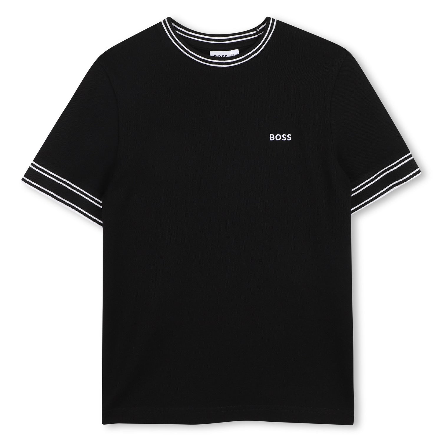 Cotton Piqué T Shirt With Contrast Trim, Black Hugo Boss