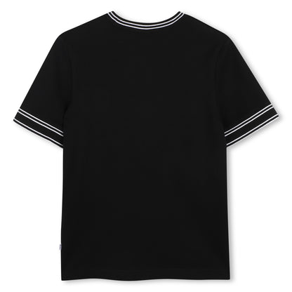 Cotton Piqué T Shirt With Contrast Trim, Black Hugo Boss