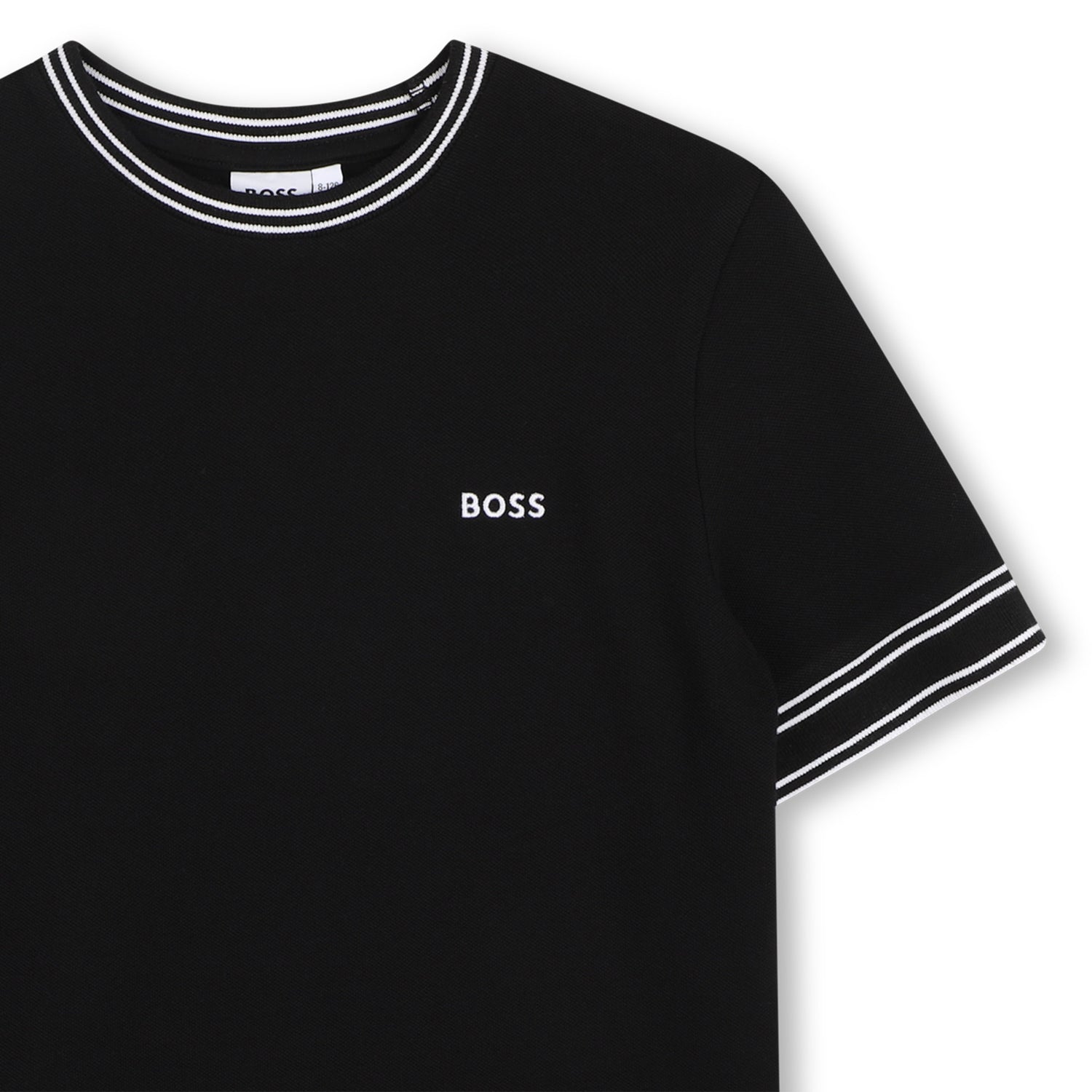 Cotton Piqué T Shirt With Contrast Trim, Black Hugo Boss