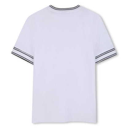 Cotton Piqué Short Sleeve T Shirt with Contrast Trim Hugo Boss