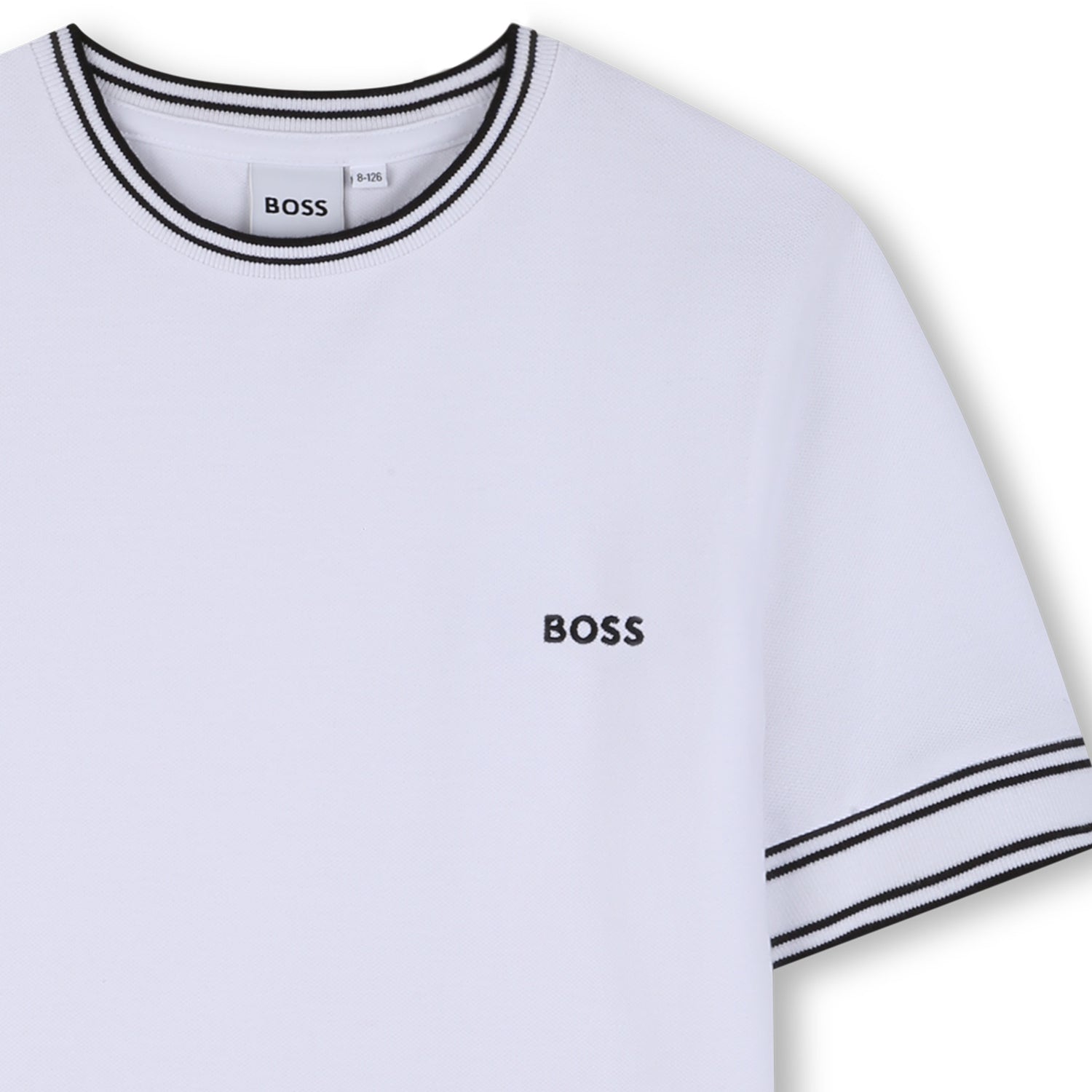 Cotton Piqué Short Sleeve T Shirt with Contrast Trim Hugo Boss