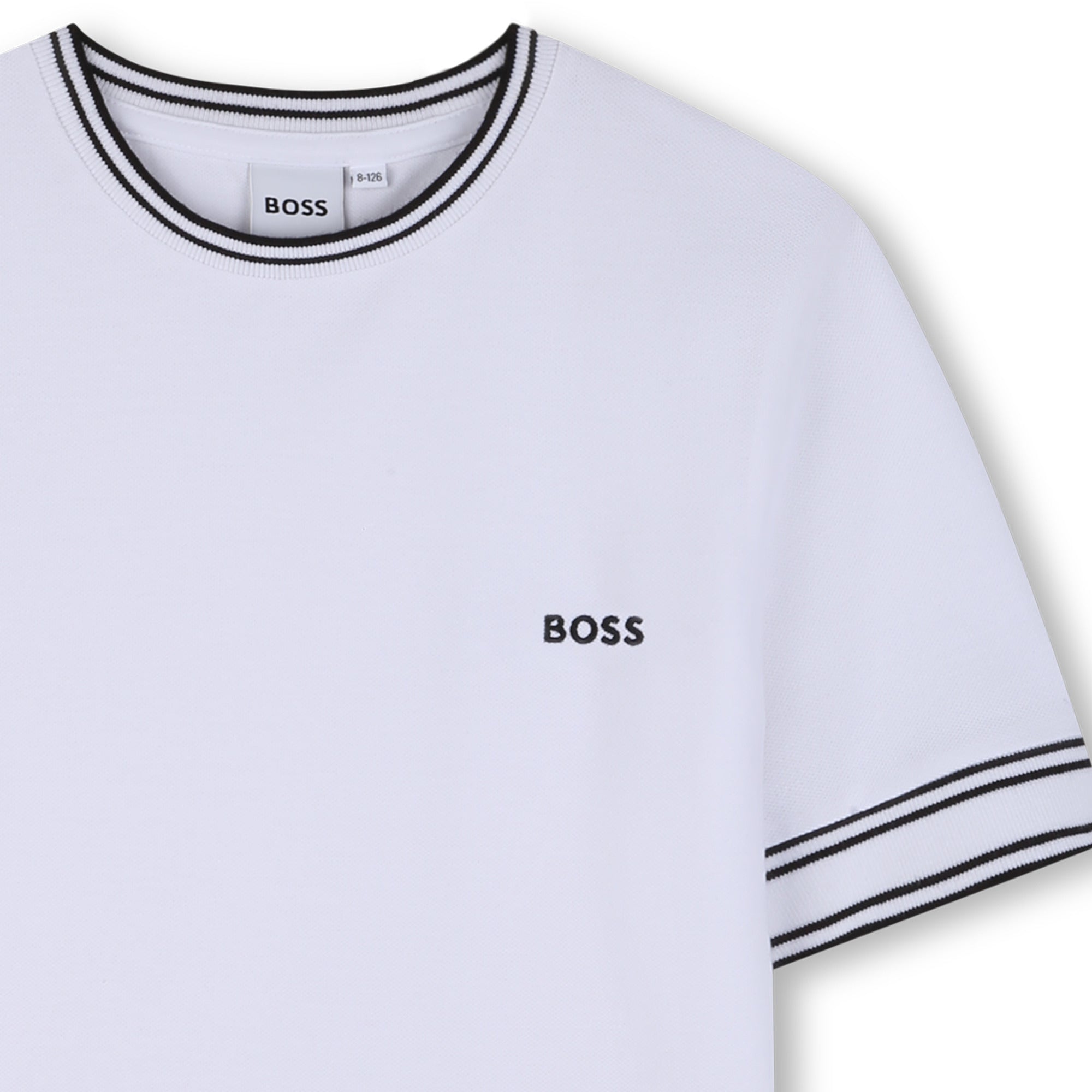 Cotton Piqué Short Sleeve T Shirt with Contrast Trim Hugo Boss