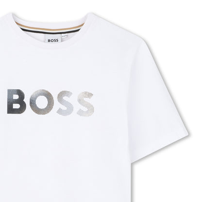 Cotton Jersey Short Sleeve T Shirt with Graphic Chest Print Hugo Boss