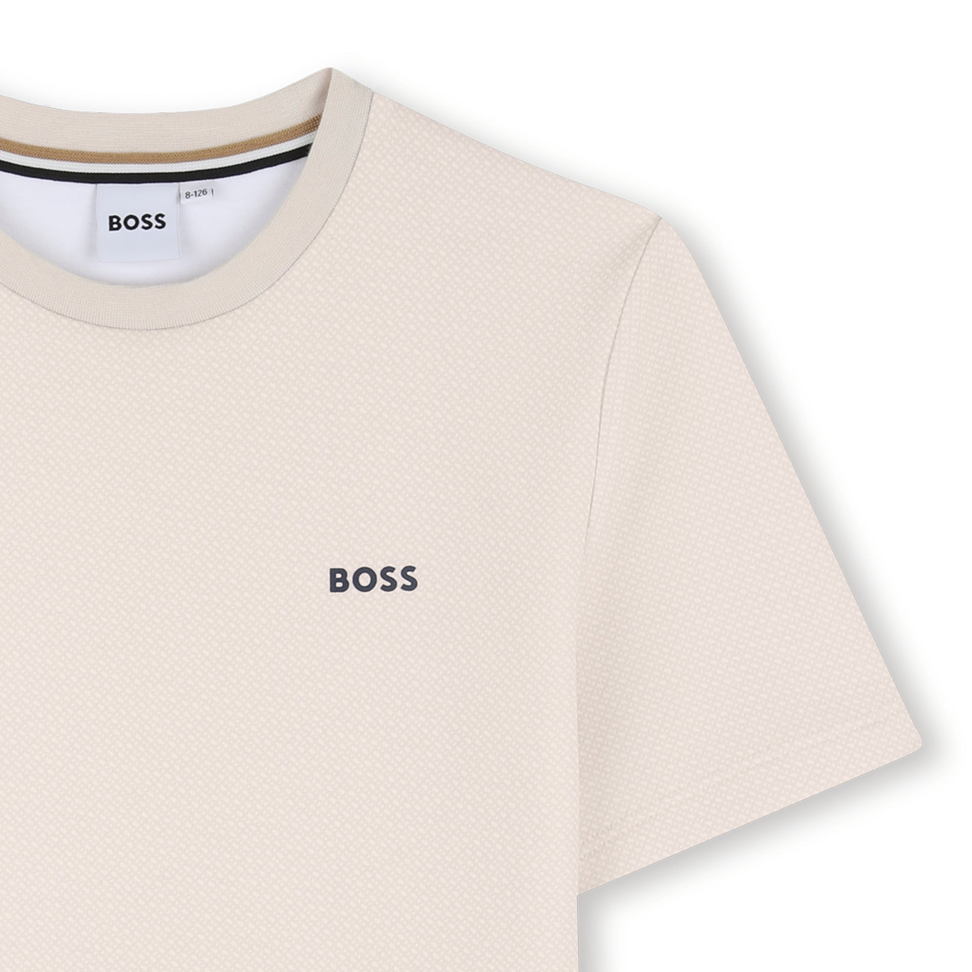 Boys Monogrammed Cotton Interlock T-Shirt in Stone Hugo Boss