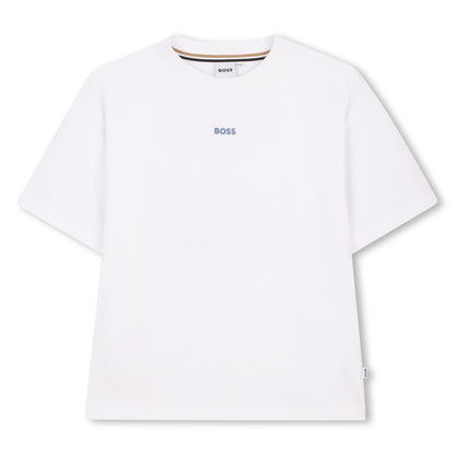 Boys Loose Fit Logo T-Shirt in White Hugo Boss