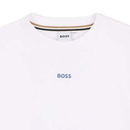 Boys Loose Fit Logo T-Shirt in White Hugo Boss