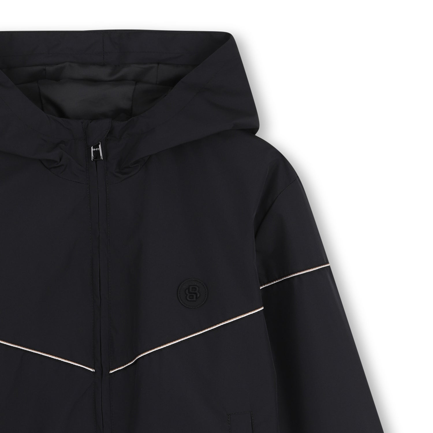 Boys Color-Block Hooded Windbreaker in Black Hugo Boss