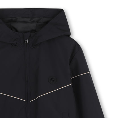Boys Color-Block Hooded Windbreaker in Black Hugo Boss