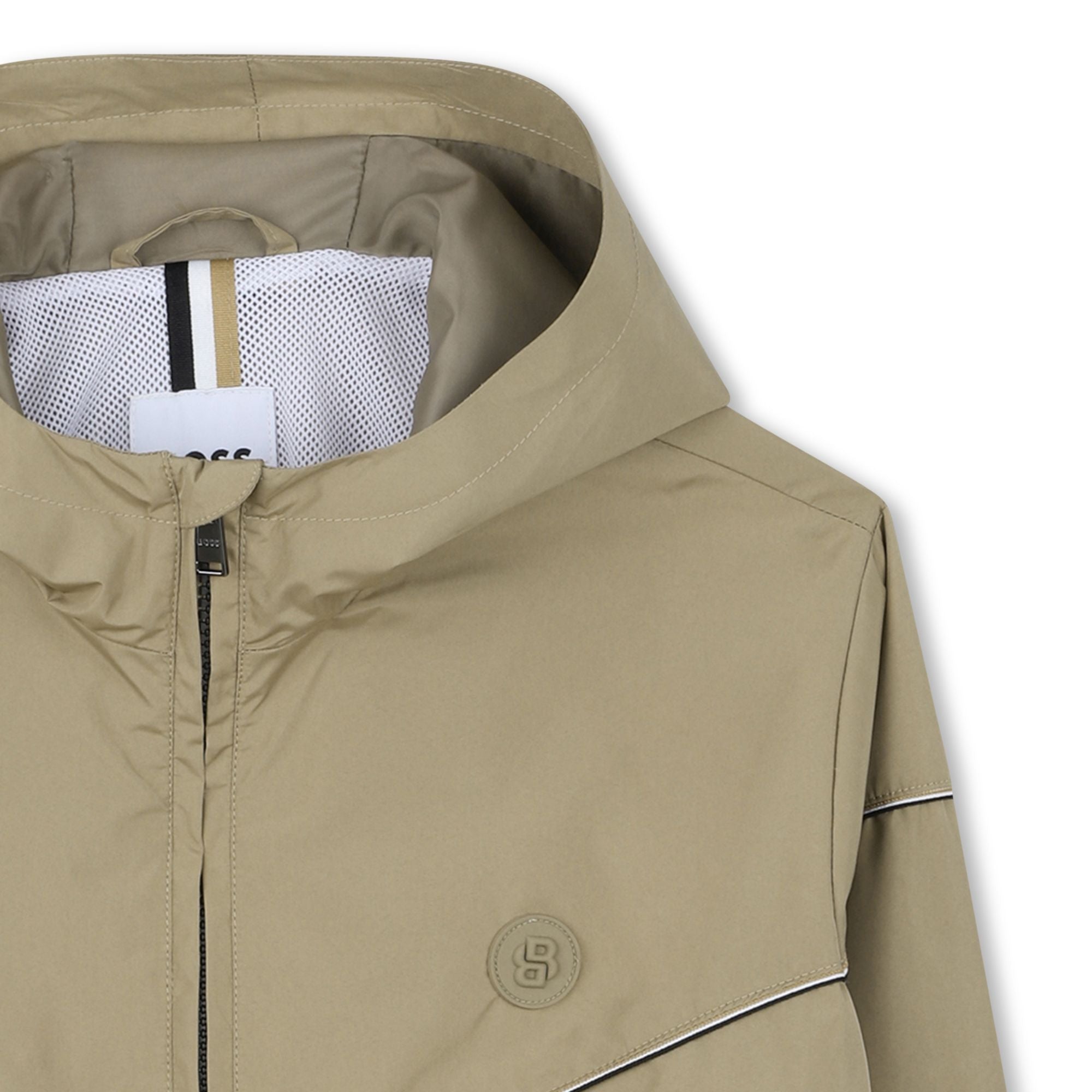 Boys Color-Block Hooded Windbreaker in Khaki Hugo Boss