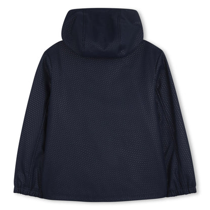 Boys Double-B Embossed Hooded Windbreaker in Navy Hugo Boss