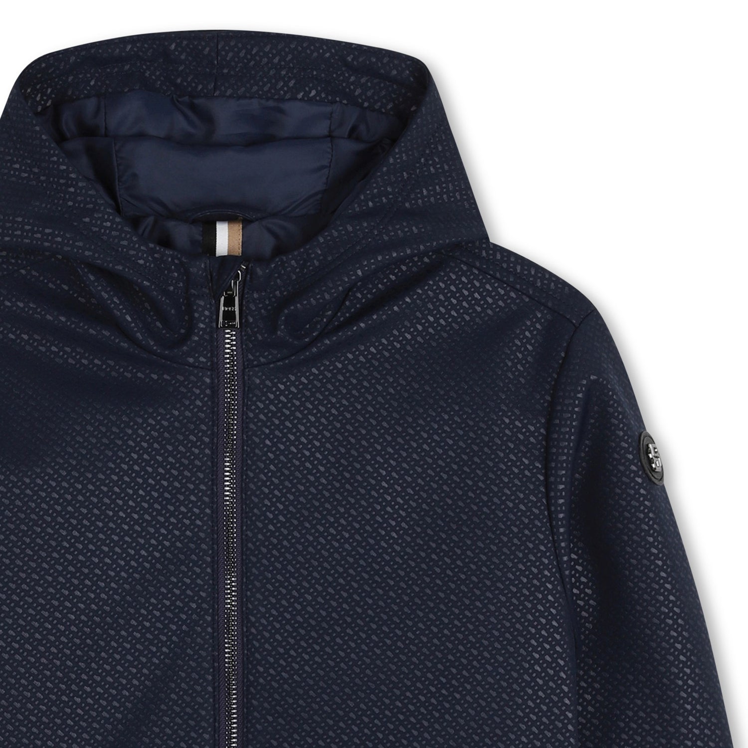 Boys Double-B Embossed Hooded Windbreaker in Navy Hugo Boss