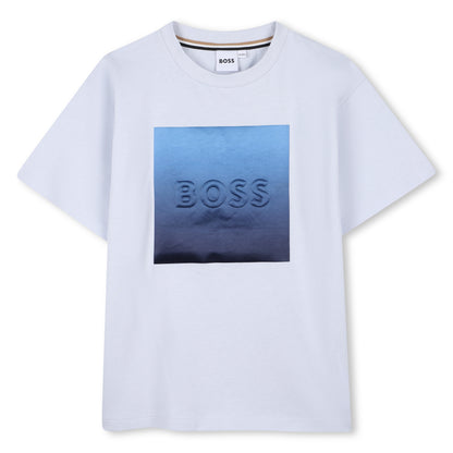 Boys Logo T-Shirt and Bermuda Shorts Set in White and Navy Hugo Boss