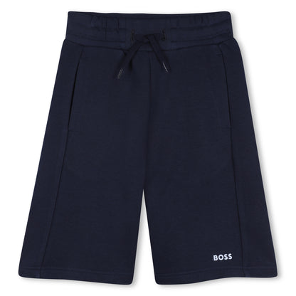 Boys Logo T-Shirt and Bermuda Shorts Set in White and Navy Hugo Boss