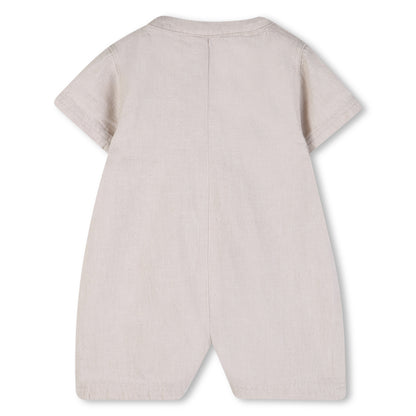 Linen Blend Short Sleeve Jumpsuit with Patch Pockets Hugo Boss