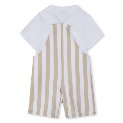 Organic Cotton Stripe Overalls &amp; T-Shirt Gift Set Hugo Boss