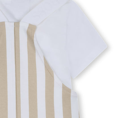 Organic Cotton Stripe Overalls &amp; T-Shirt Gift Set Hugo Boss