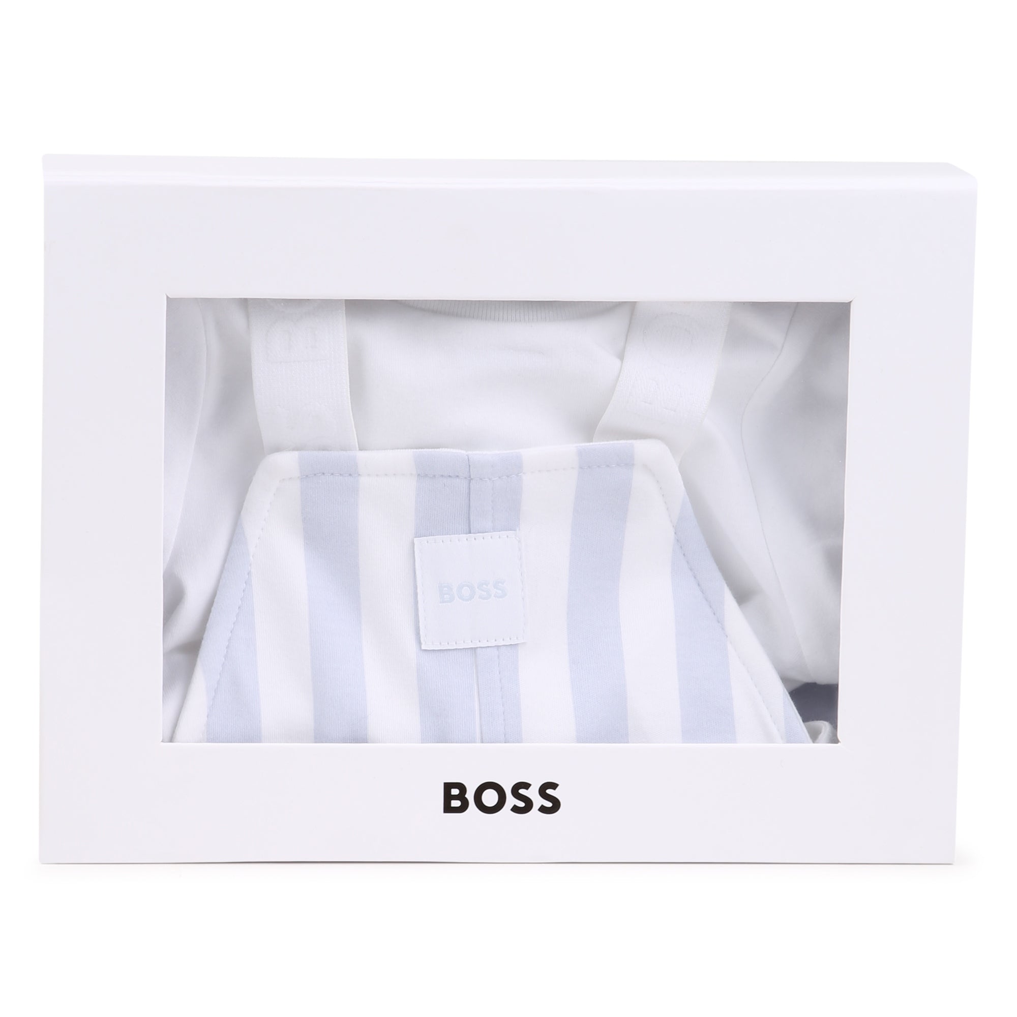 Organic Cotton Stripe Overalls &amp; T-Shirt Gift Set Hugo Boss