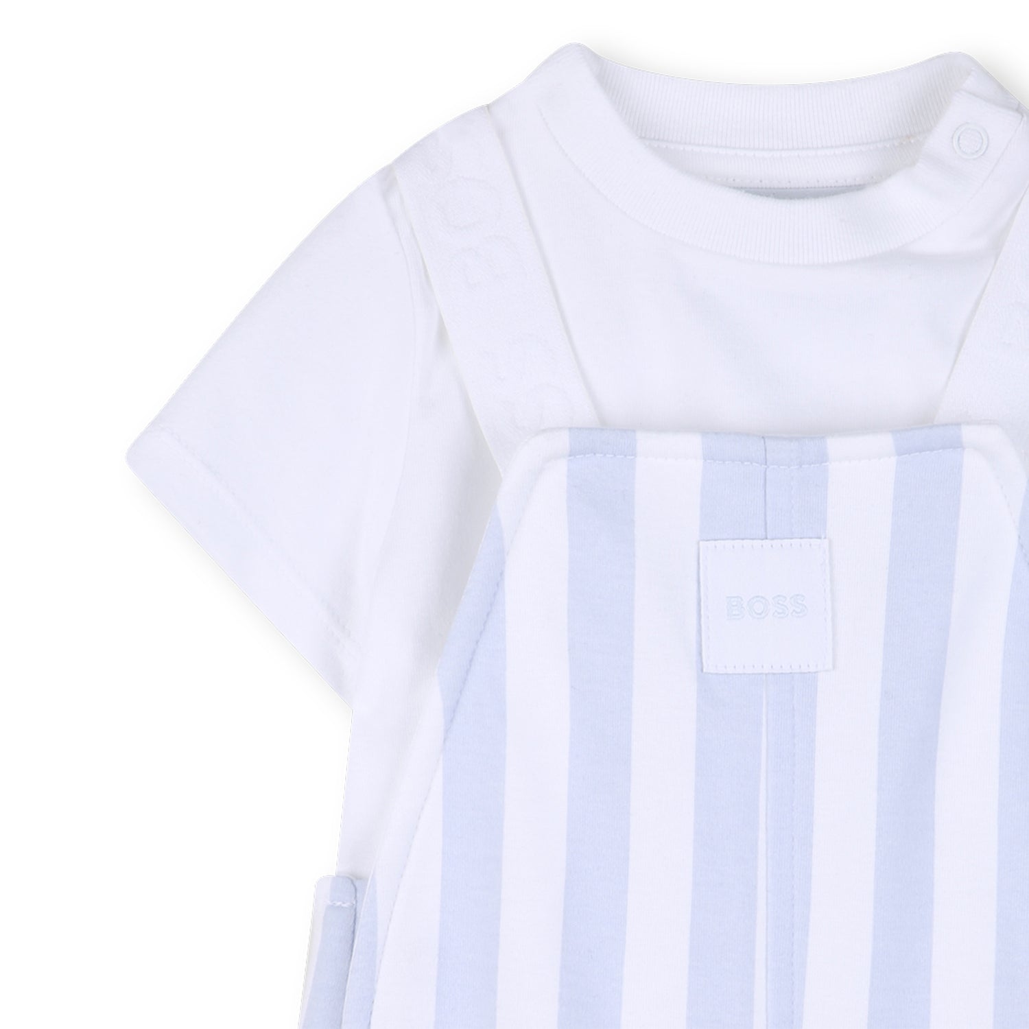 Organic Cotton Stripe Overalls &amp; T-Shirt Gift Set Hugo Boss