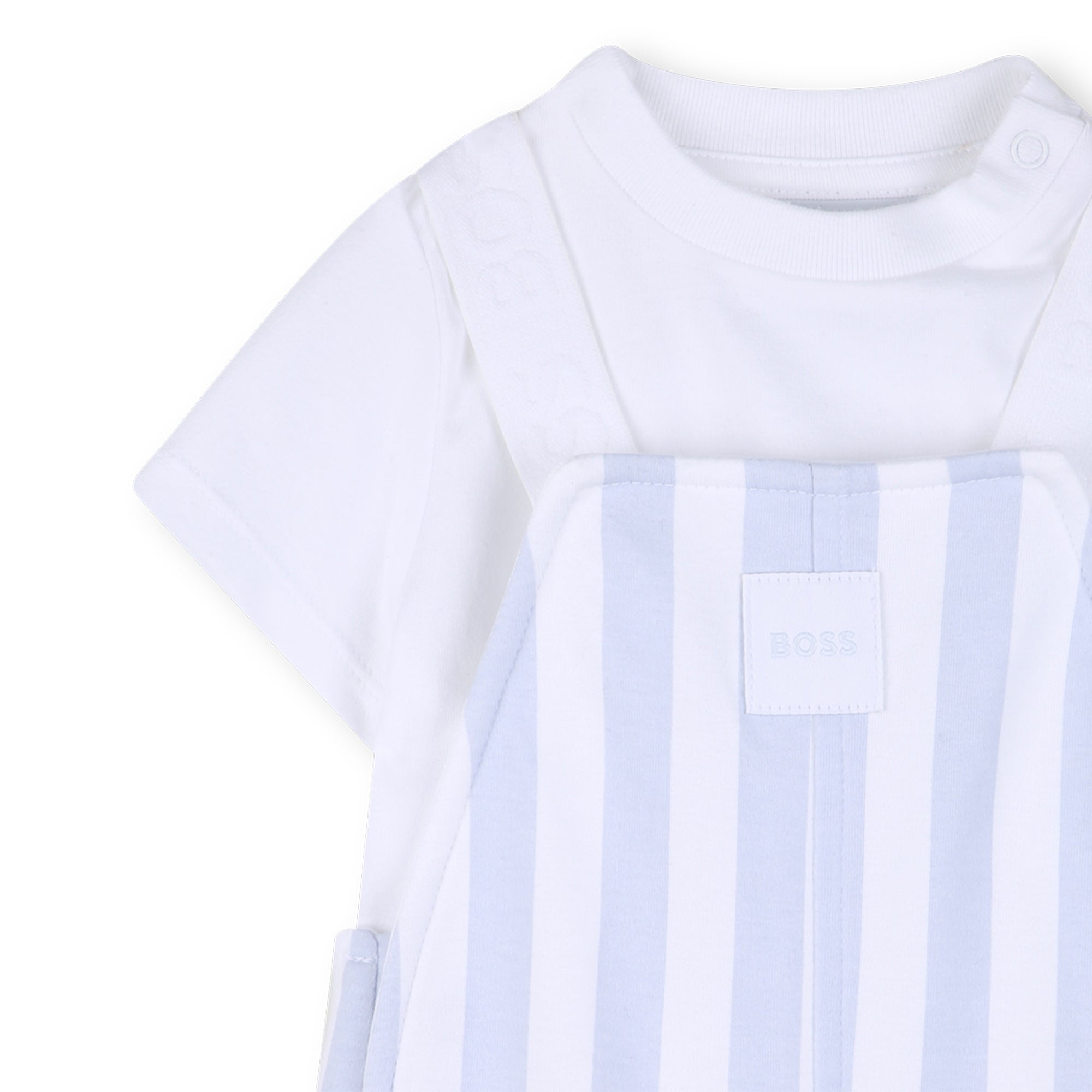 Organic Cotton Stripe Overalls &amp; T-Shirt Gift Set Hugo Boss