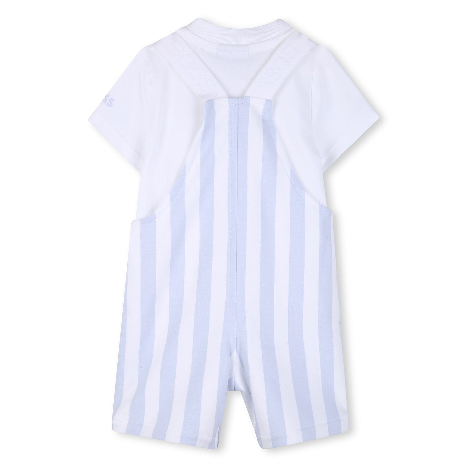 Organic Cotton Stripe Overalls &amp; T-Shirt Gift Set Hugo Boss