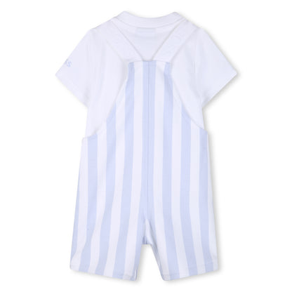 Organic Cotton Stripe Overalls &amp; T-Shirt Gift Set Hugo Boss