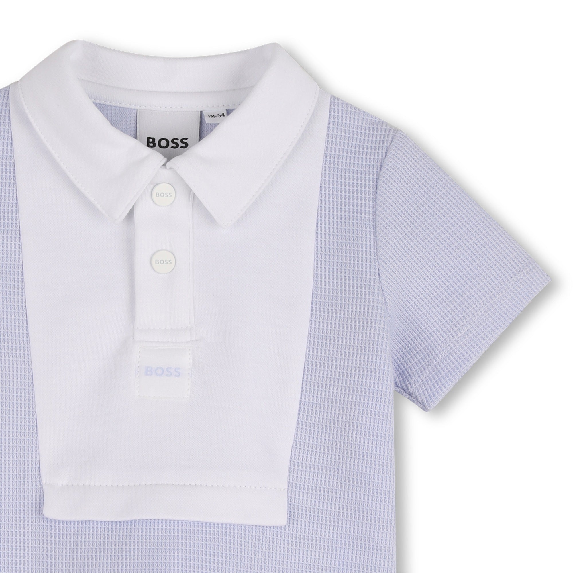 Baby Polo Shirt and Shorts Set in Light Blue and White Hugo Boss