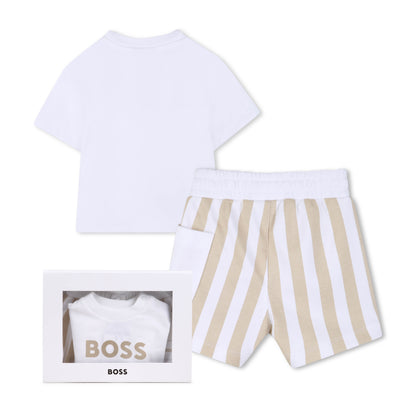 Organic Cotton T-Shirt &amp; Stripe Shorts Gift Set Hugo Boss