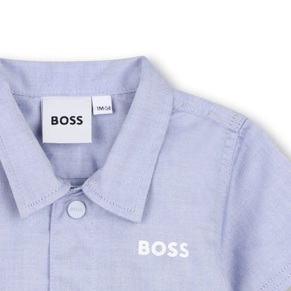 Cotton Shirt and Shorts Set in Oxford Weave Hugo Boss