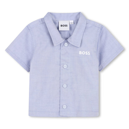 Cotton Shirt and Shorts Set in Oxford Weave Hugo Boss
