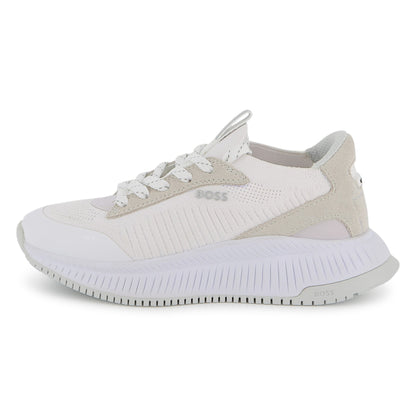 Textile and Suede Low Top Lace Up Sneakers with Cushioned Sole Hugo Boss