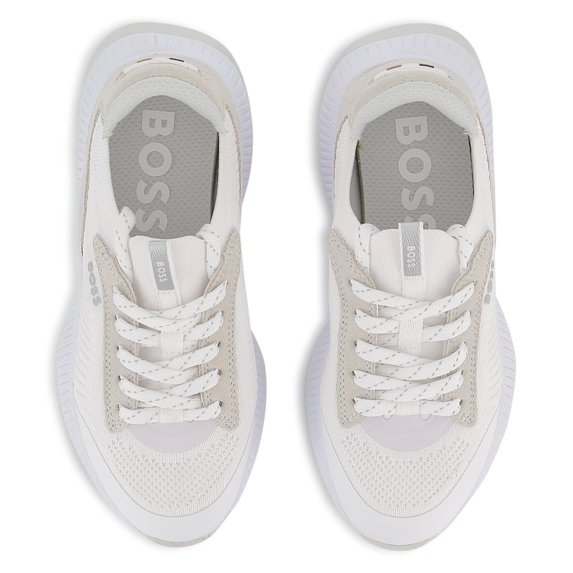 Textile and Suede Low Top Lace Up Sneakers with Cushioned Sole Hugo Boss