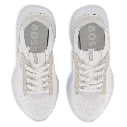 Textile and Suede Low Top Lace Up Sneakers with Cushioned Sole Hugo Boss