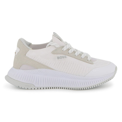 Textile and Suede Low Top Lace Up Sneakers with Cushioned Sole Hugo Boss