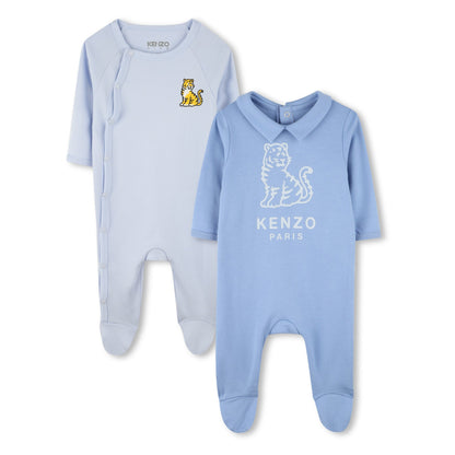 Set of Two Baby Sleepsuits Pink And Blue Set Options Kenzo