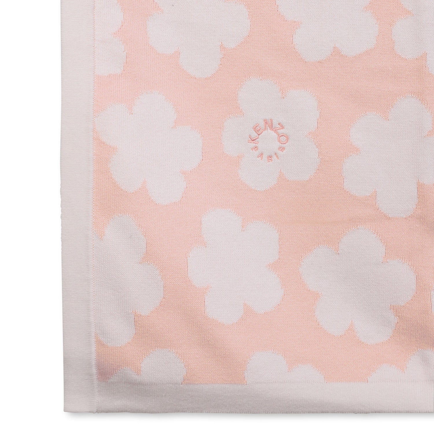 Cotton Baby Blanket with Logo Pattern, Veiled Rose, Sky Blue Kenzo