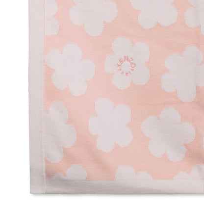 Cotton Baby Blanket with Logo Pattern, Veiled Rose, Sky Blue Kenzo