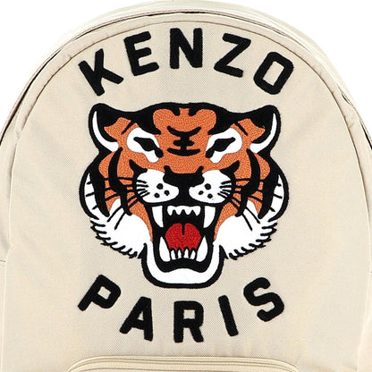 Kids canvas backpack with embroidered tiger logo and adjustable straps Kenzo