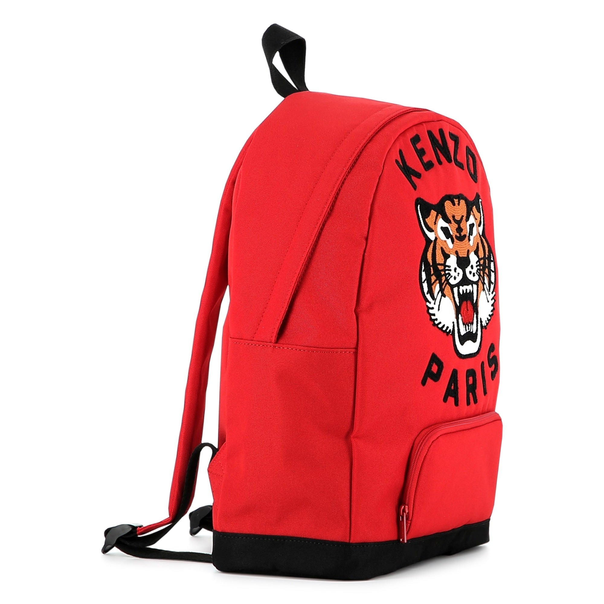 Kids canvas backpack with embroidered tiger logo and adjustable straps Kenzo