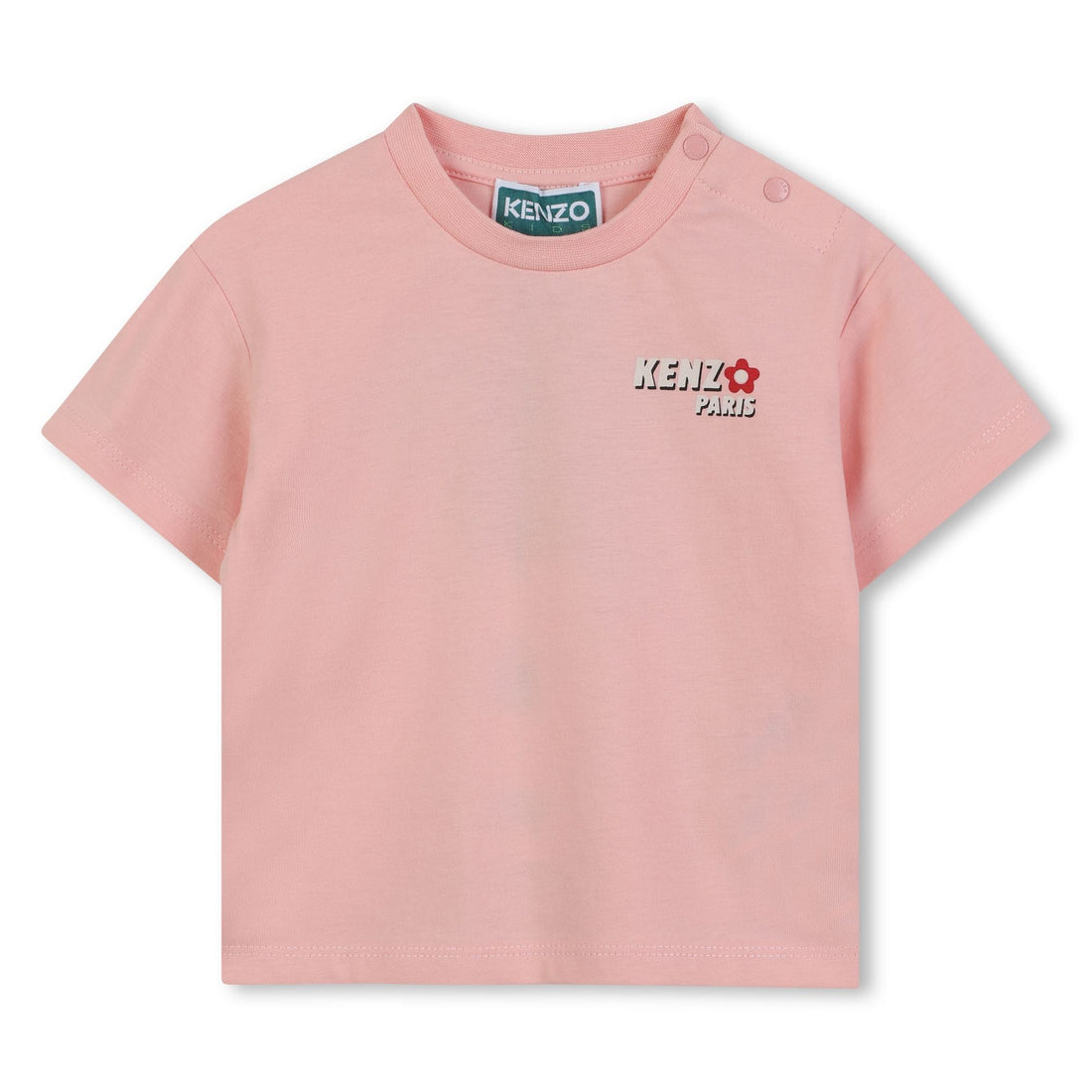 Baby pink organic cotton t-shirt with chest and back logo print Kenzo