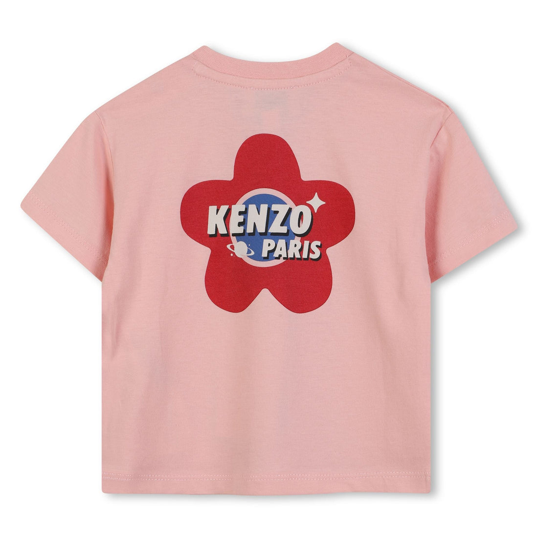 Baby pink organic cotton t-shirt with chest and back logo print Kenzo