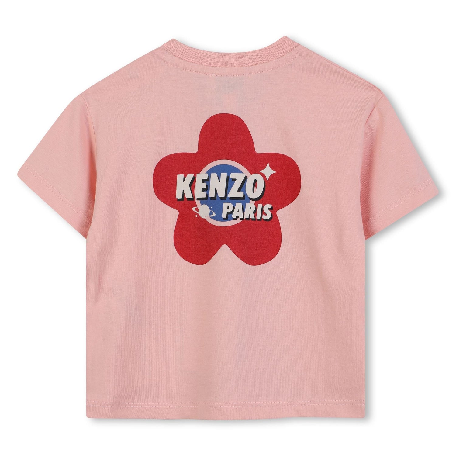 Baby pink organic cotton t-shirt with chest and back logo print Kenzo