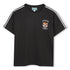Black Short Sleeve Piqué Jersey T-Shirt with Embroidered Tiger and Contrast Sleeve Stripes Kenzo