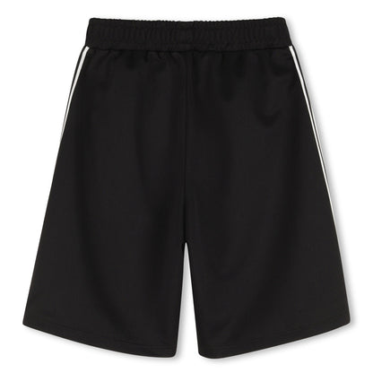Black Bermuda Shorts with Tiger Logo and Side Stripes Kenzo
