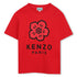 Kids red short sleeve organic cotton t-shirt with floral logo print Kenzo