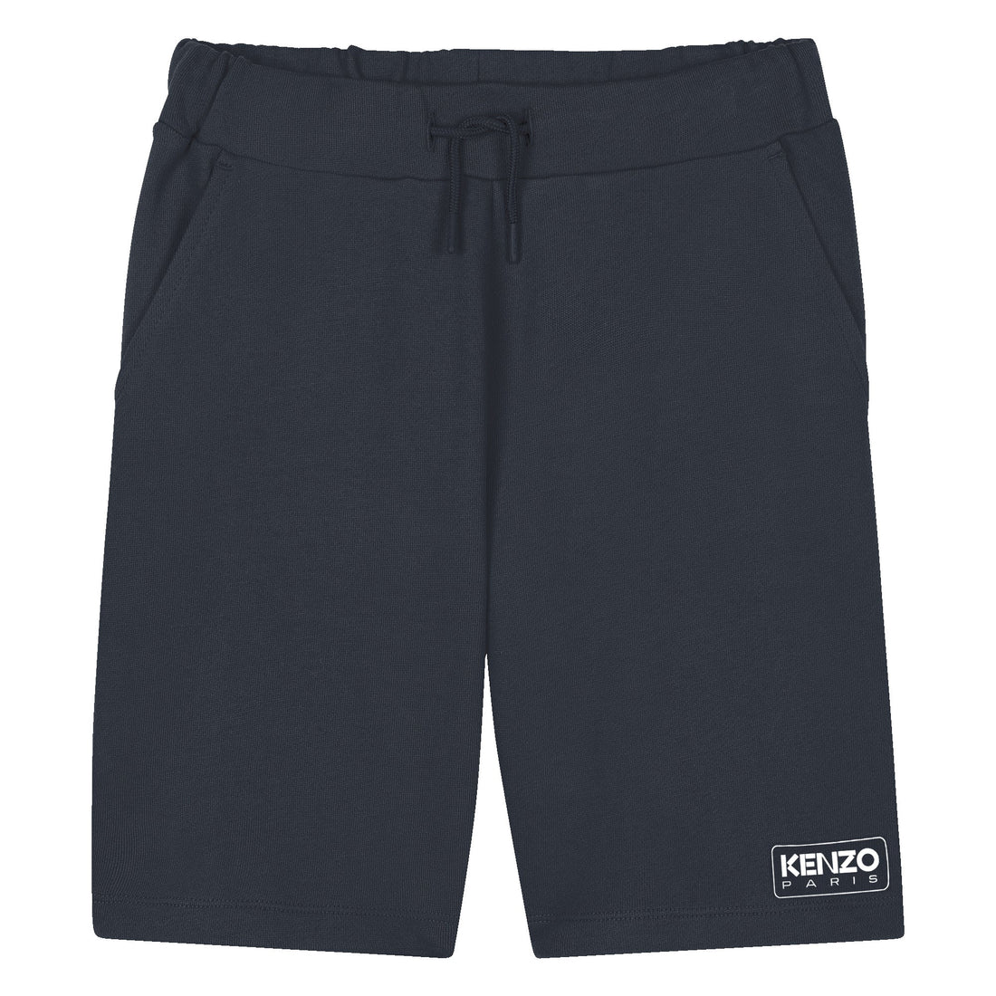 Kids navy cotton Bermuda shorts with drawstring waist and logo print Kenzo