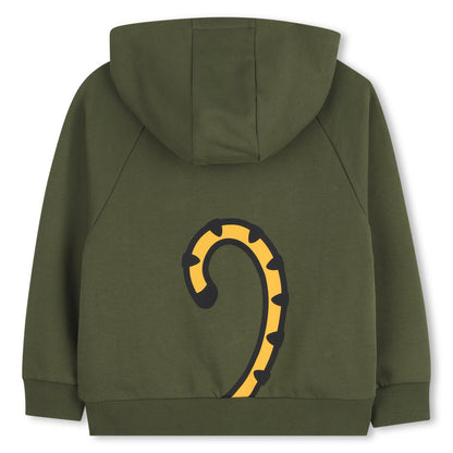 Zip-Up Hoodie in Khaki Green French Terry Kenzo