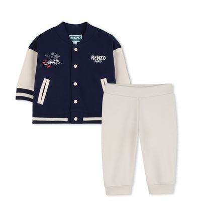 Cardigan &amp; Pants Set in Navy Blue and Off-White Kenzo