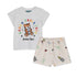 Baby T Shirt And Shorts Set In Organic Cotton, White And Cream Kenzo